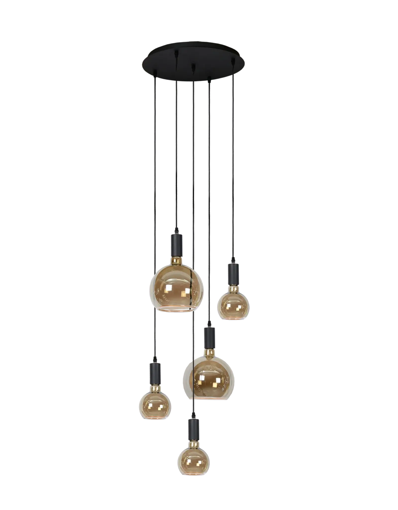 Hanglamp - Sapay 5 - incl Floating Globes zwart