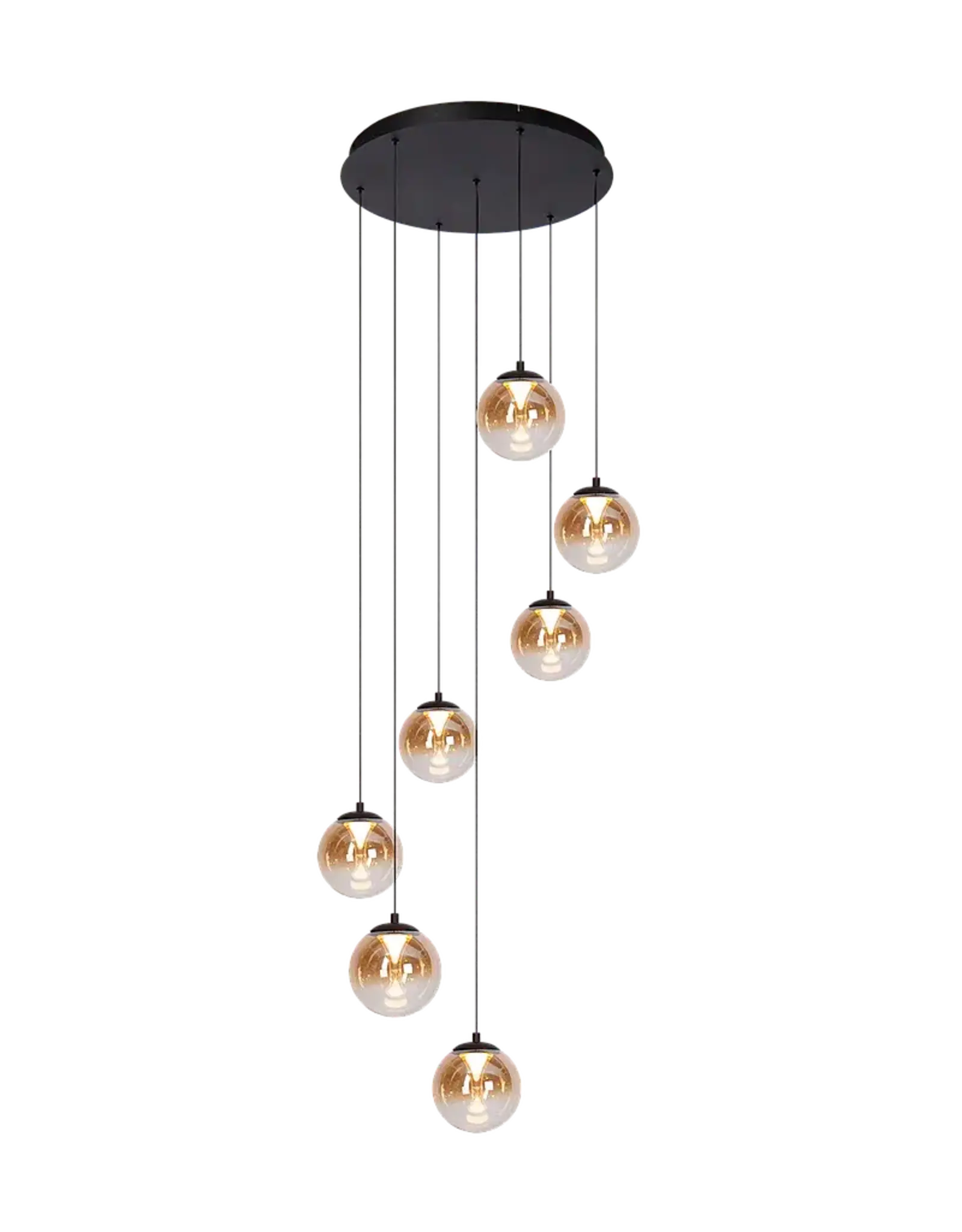Pendant Monzy 7 - Round black - amber glass