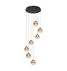 Pendant Monzy 7 - Round black - amber glass