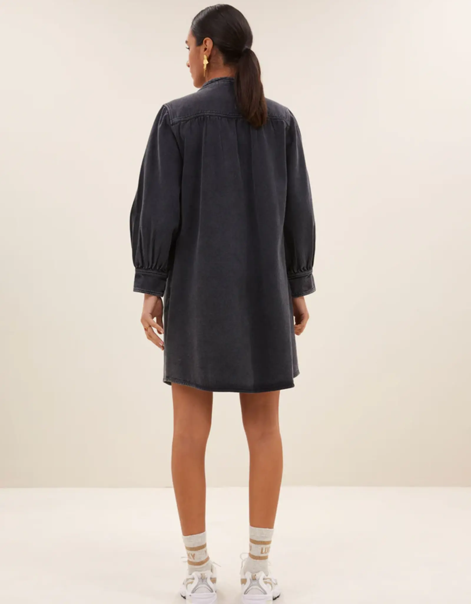 By-bar Jurk - Jina twill zwart