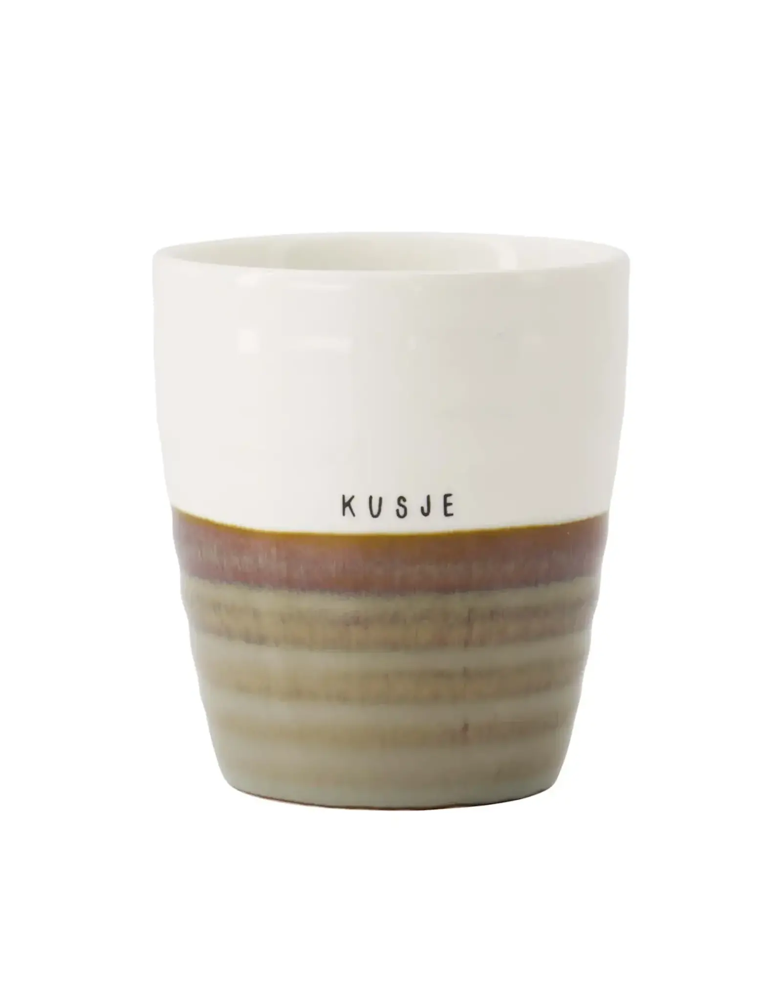 Zusss Koffiemok - Kusje  grijsblauw/wit