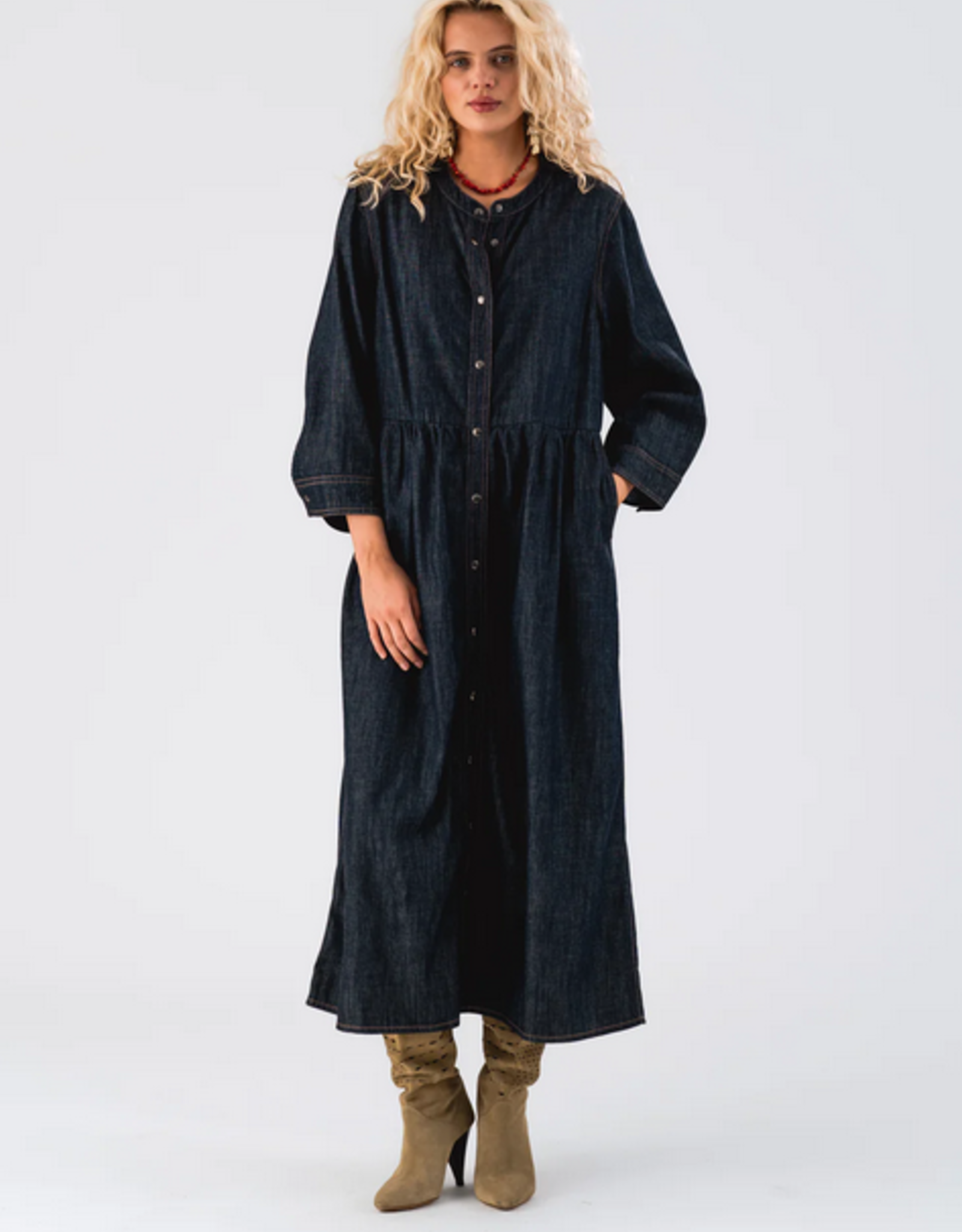 Lollys Laundry Kleed - Aliya Maxi dress - blauw jeans
