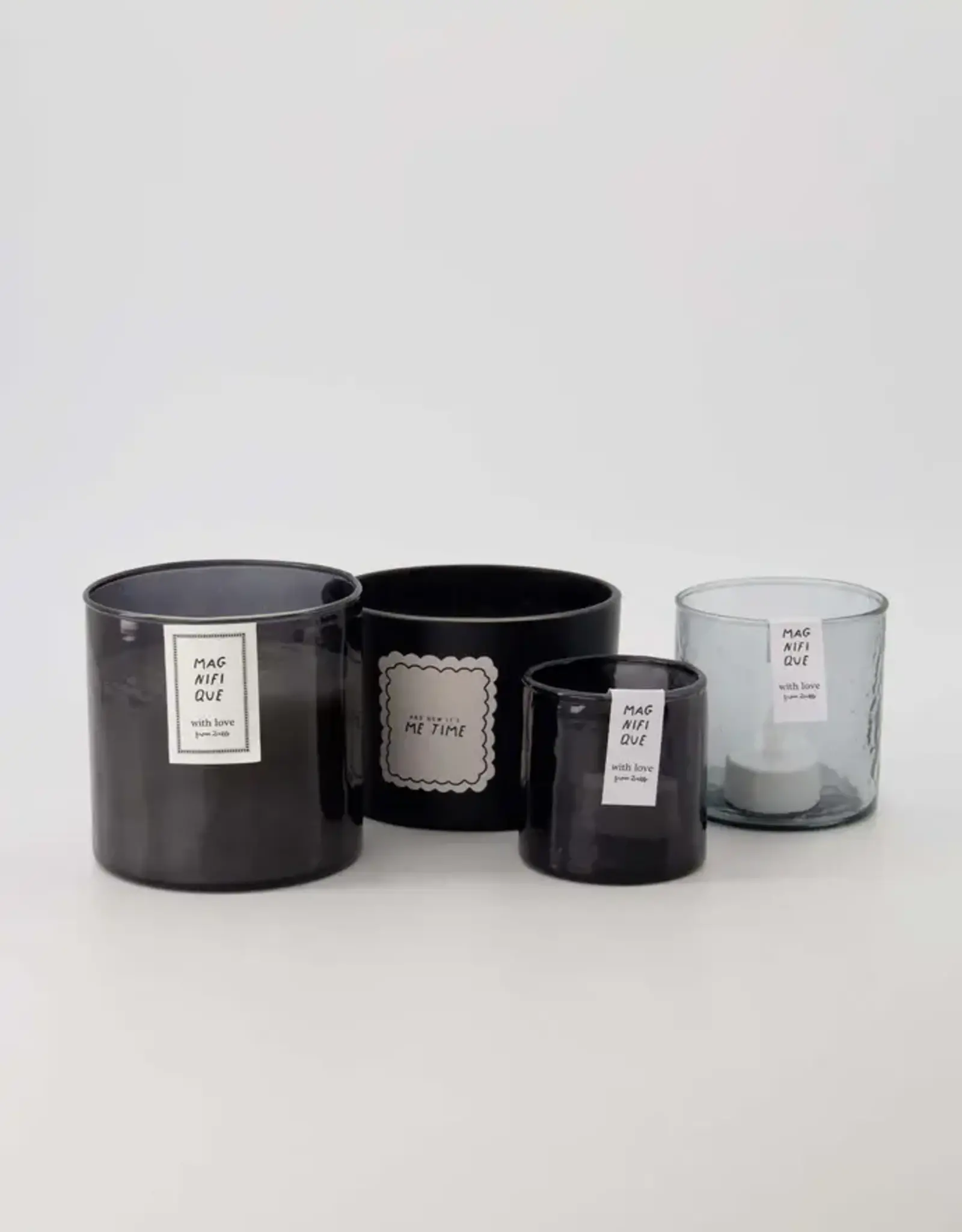 Zusss Theelight - Hammered glas S grijsblauw
