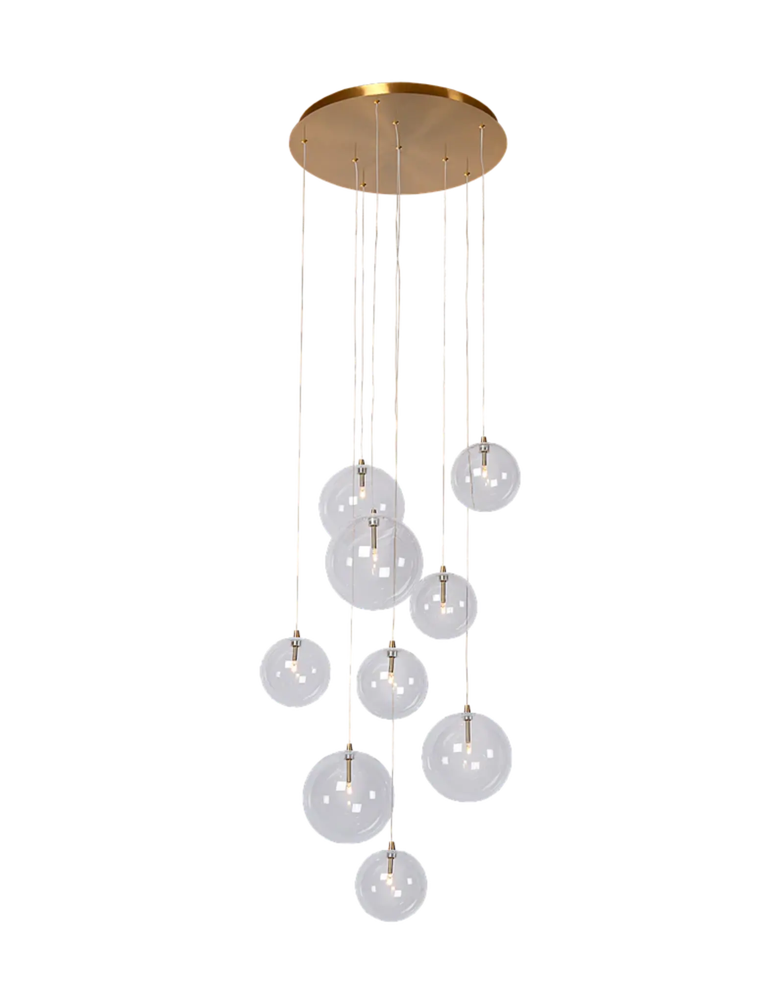 Hanglamp - Camy 9 - goud helder glas
