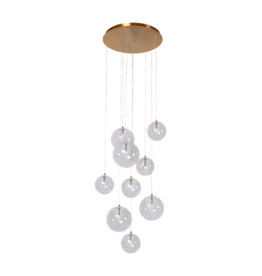 Hanglamp - Camy 9 - goud helder glas