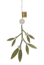 Ornament - Maretak ornament, olijfgroen/wit