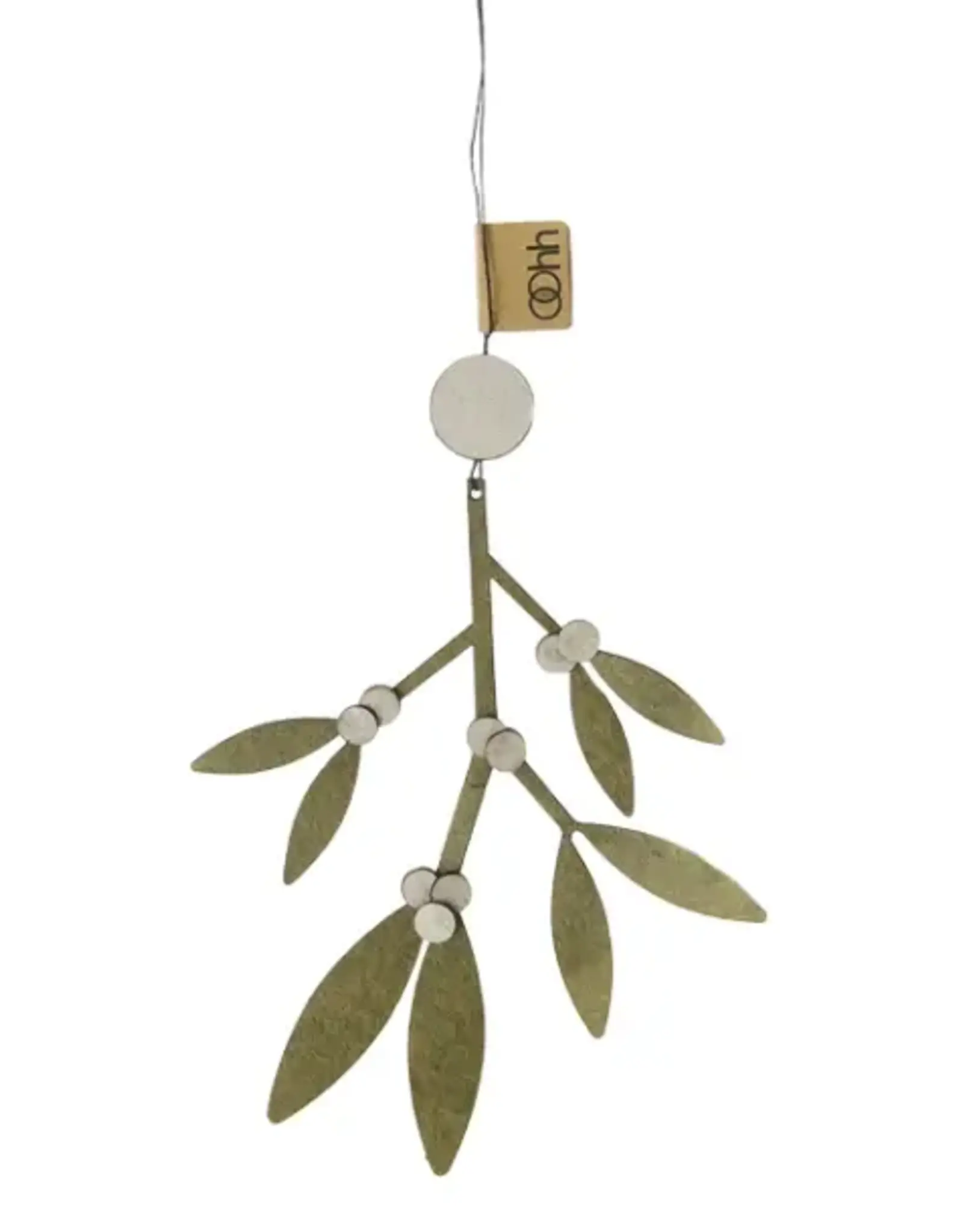 Ornament - Maretak ornament, olijfgroen/wit