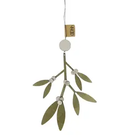 Ornament - Maretak ornament, olijfgroen/wit