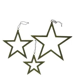 Kerstster - olijf L (set of 3)