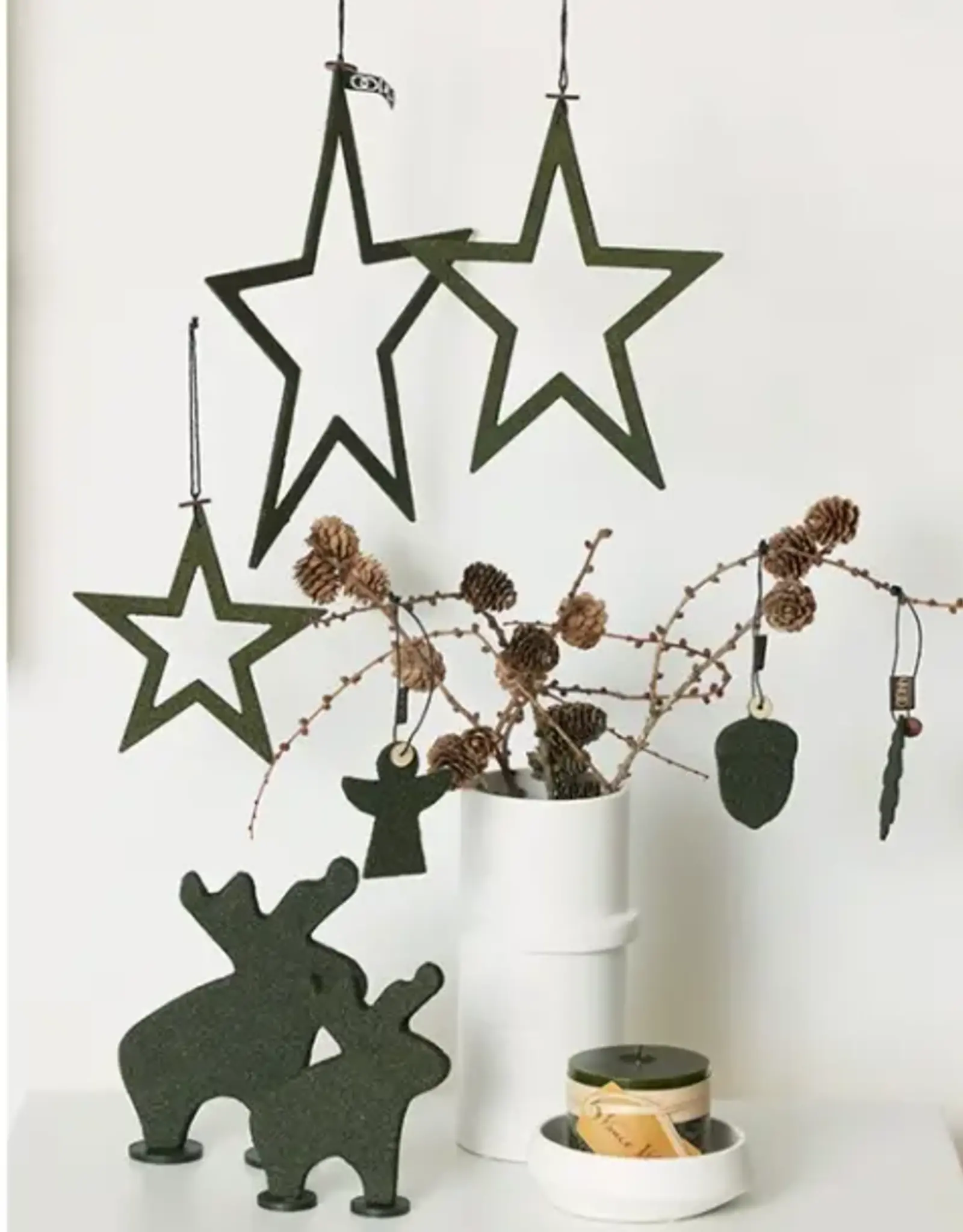 Kerstster - olijf L (set of 3)