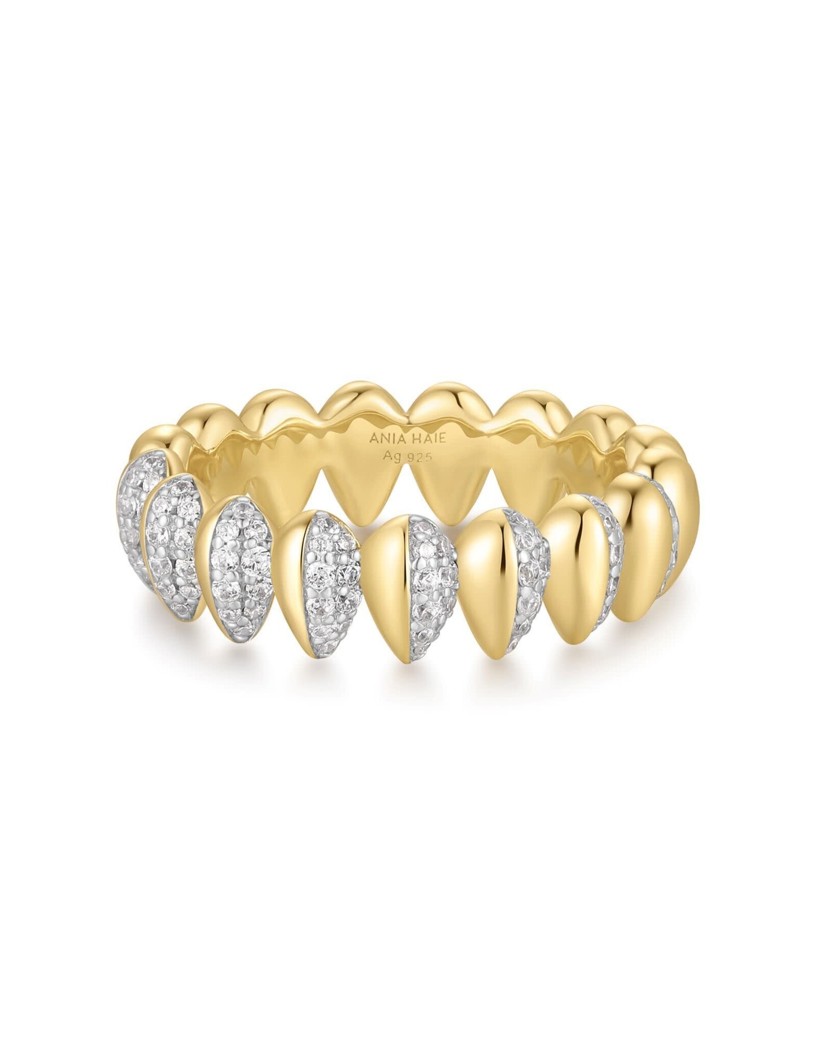 Ania Haie Ring - Two tone sparkling puffy spike