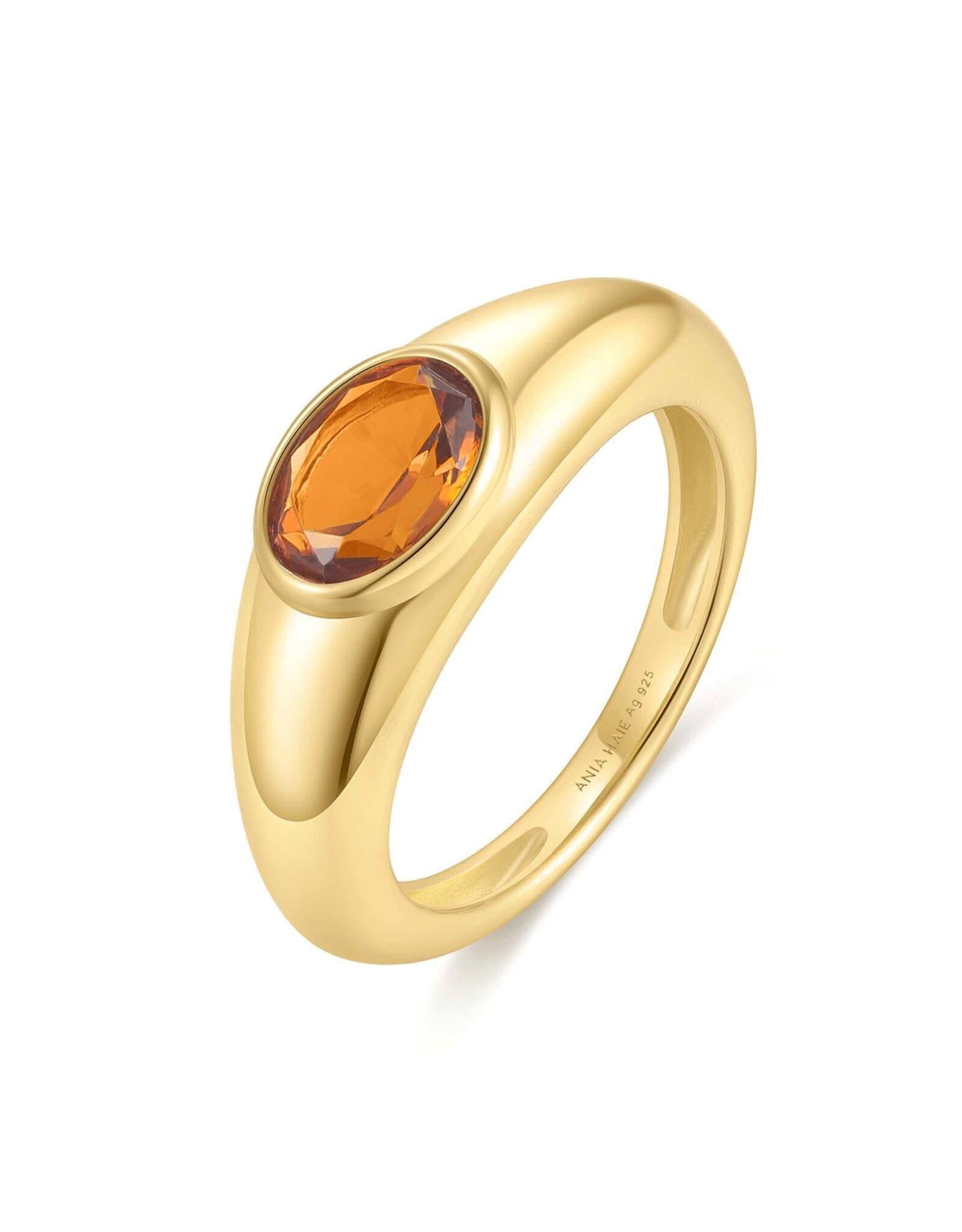 Ania Haie Ring - Gold sculptural gemstone maillard