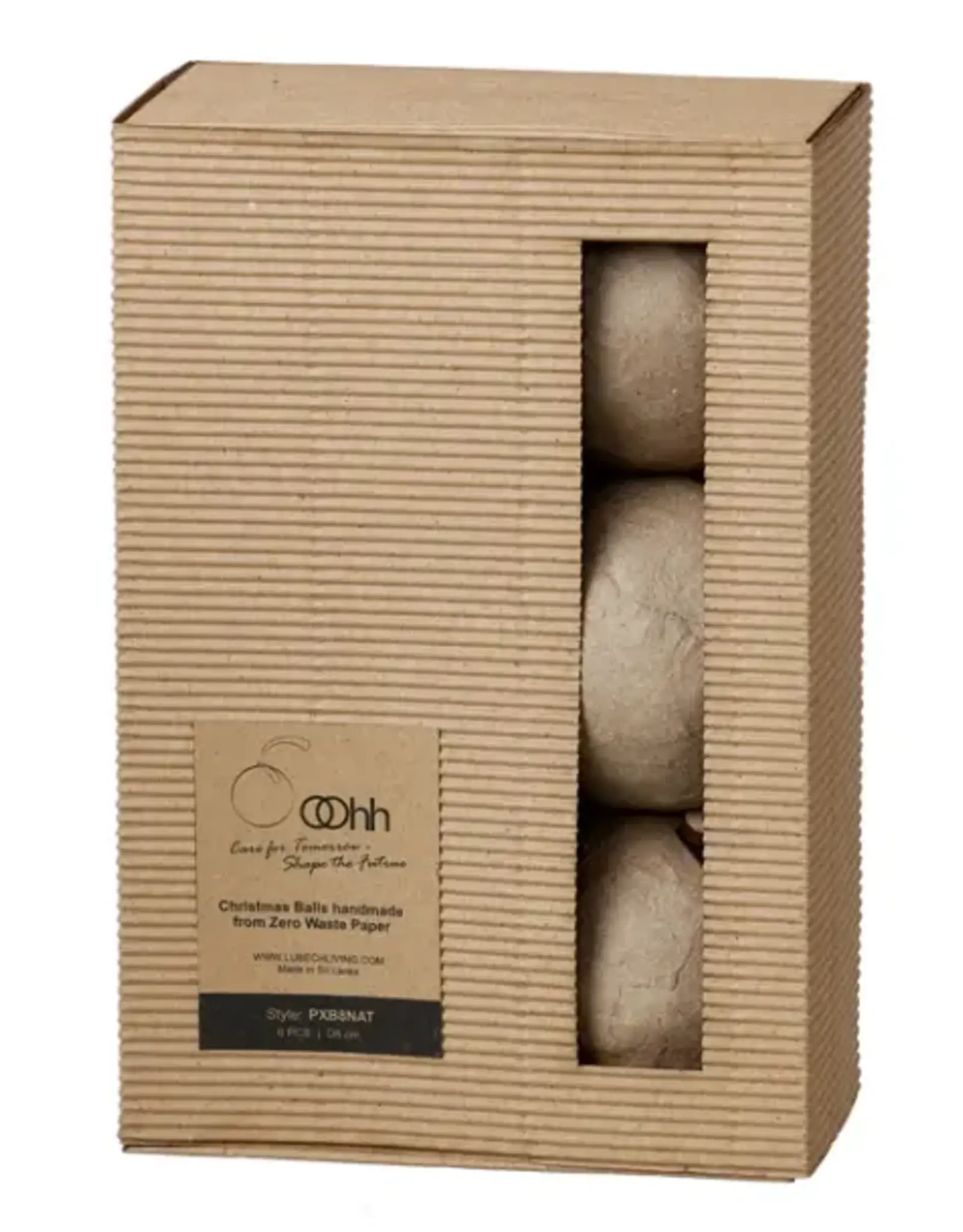 OOhh collection Kerstbal -  6 pulpballen - naturel