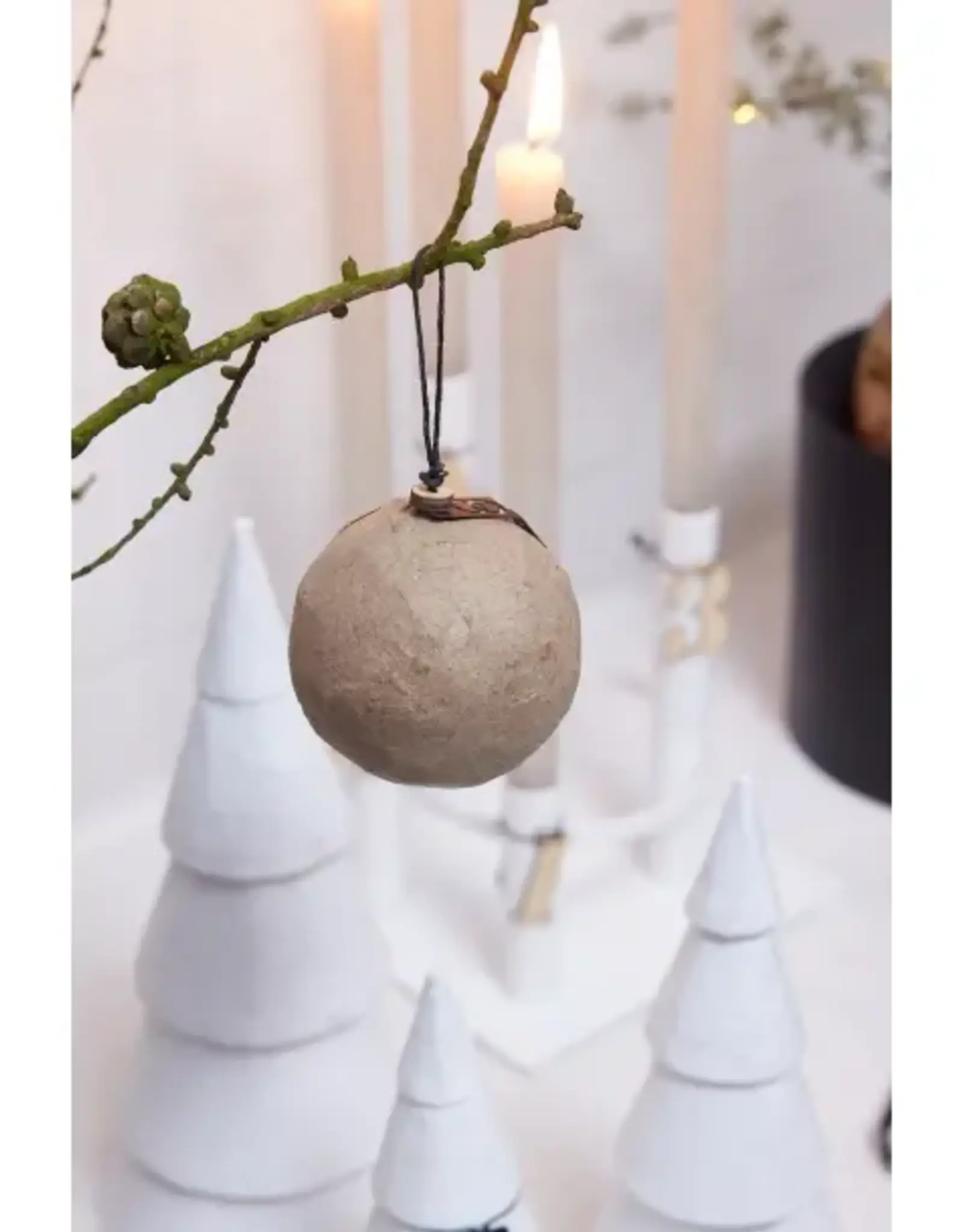 Kerstbal -  6 pulpballen - naturel
