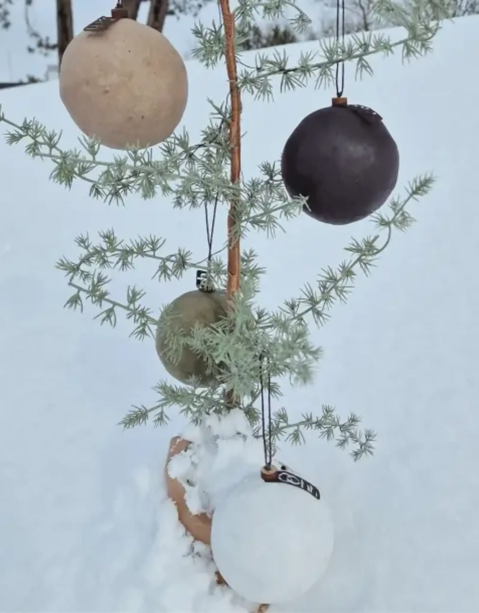 Kerstbal -  6 pulpballen - olijf