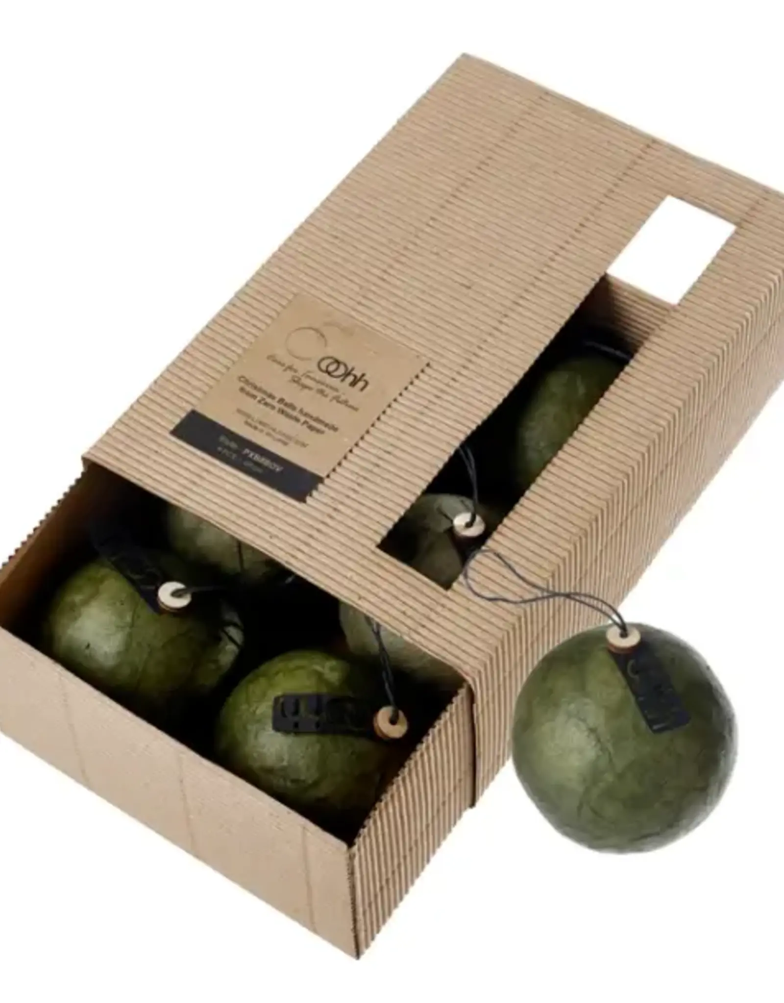 OOhh collection Kerstbal -  6 pulpballen - olijf