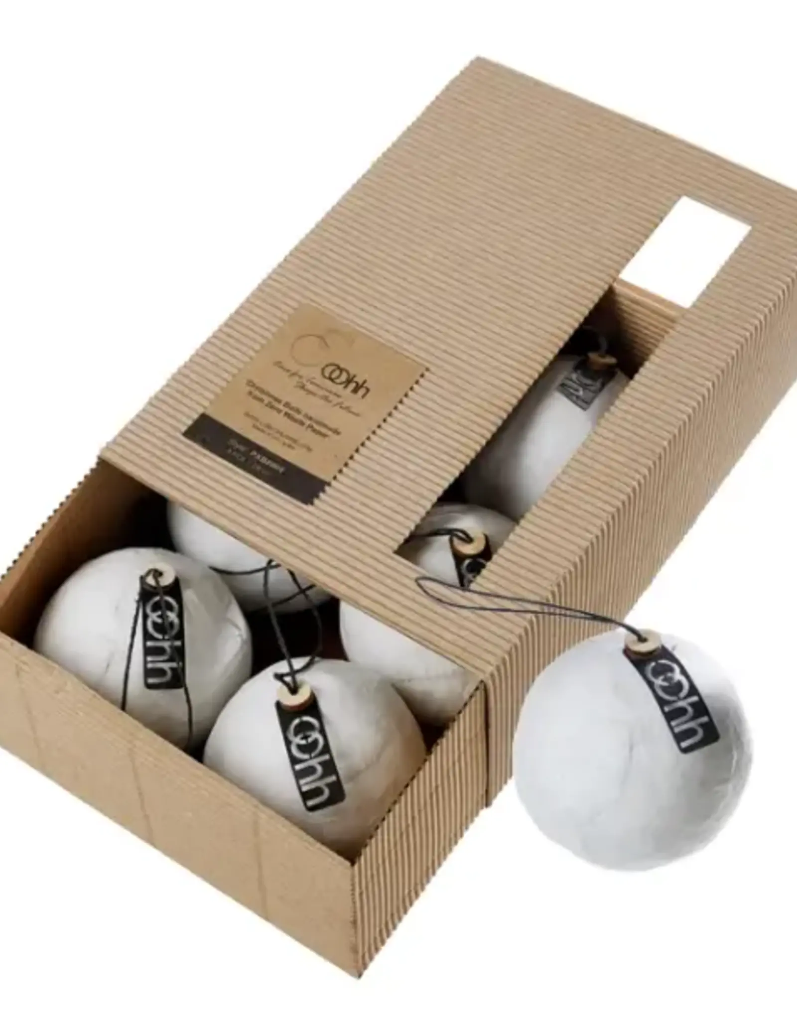 Kerstbal -  6 pulpballen - wit