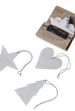 Ornament - Ster/hart/kerstboom - wit (set of 12)