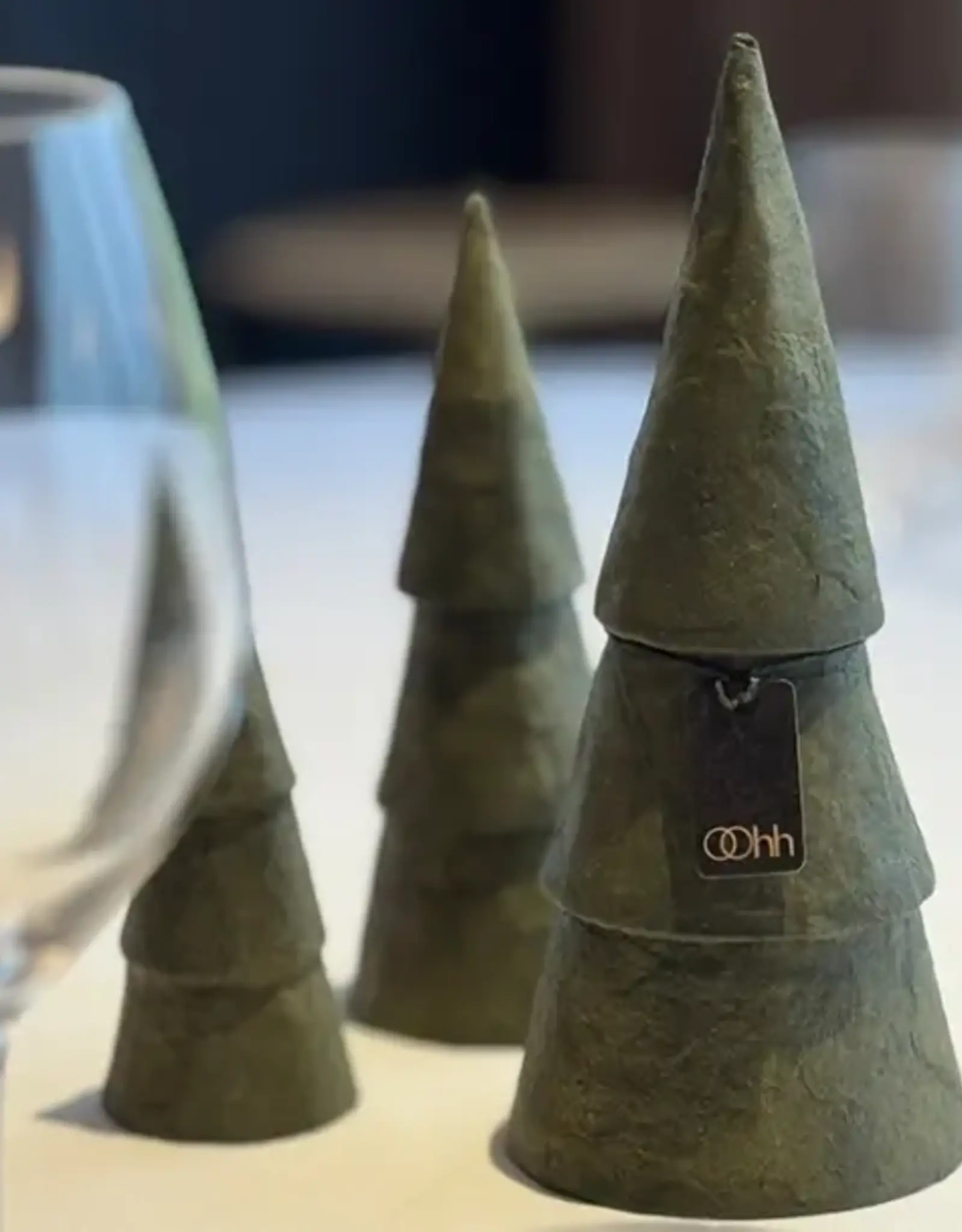 Kerstboom pulp olijf (set of 3) - Smal