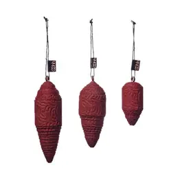 Ornament - Dennenappels rood  (set of 3)