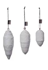 Ornament - Dennenappels white  (set of 3)