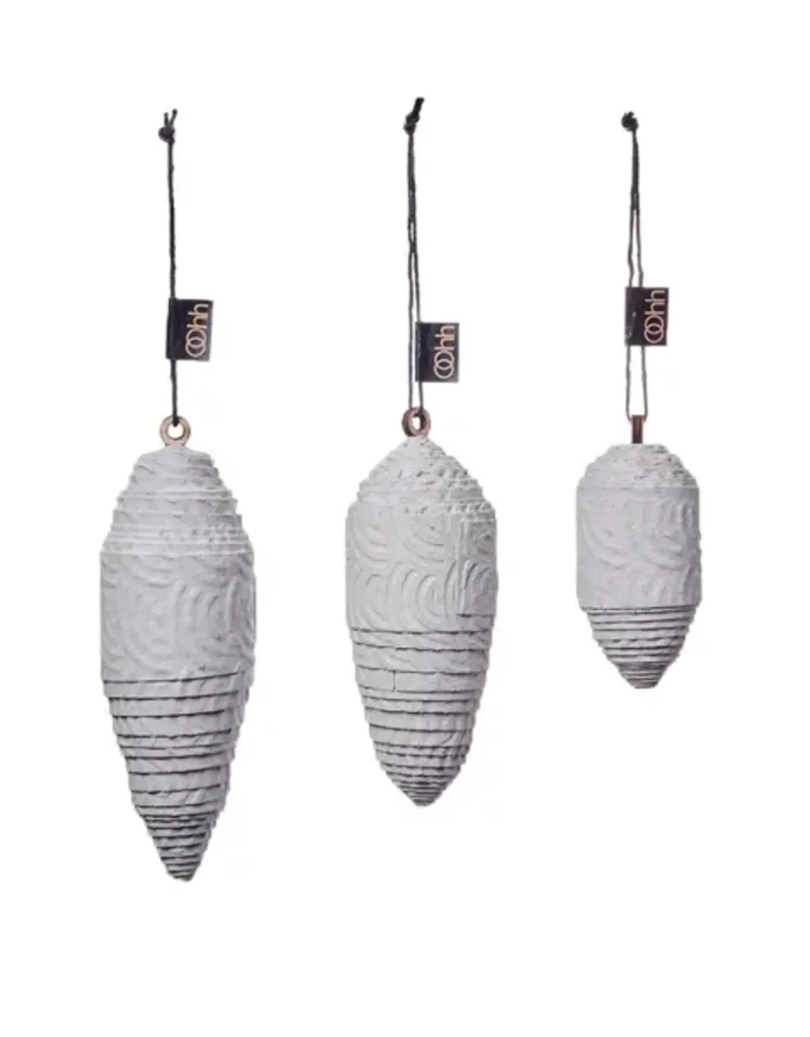 Ornament - Dennenappels white  (set of 3)