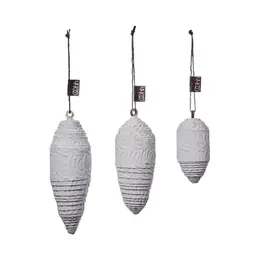Ornament - Dennenappels white  (set of 3)