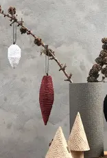Ornament - Dennenappels rood  (set of 3)