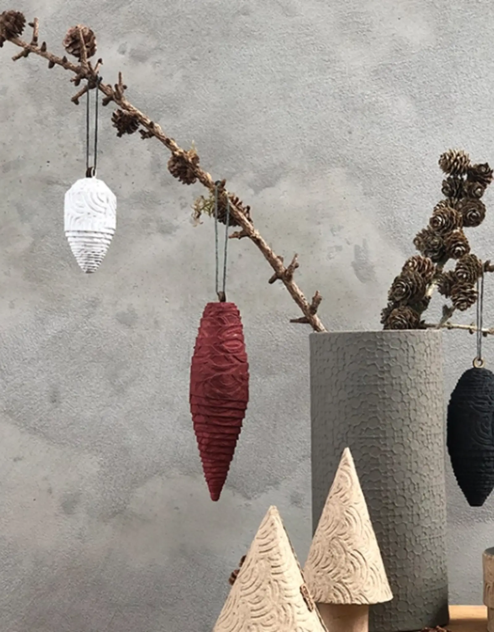 OOhh collection Ornament - Dennenappels rood  (set of 3)