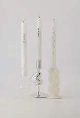 Zusss Set van 2 - Ledkaarsen c'est la vie wit zwart