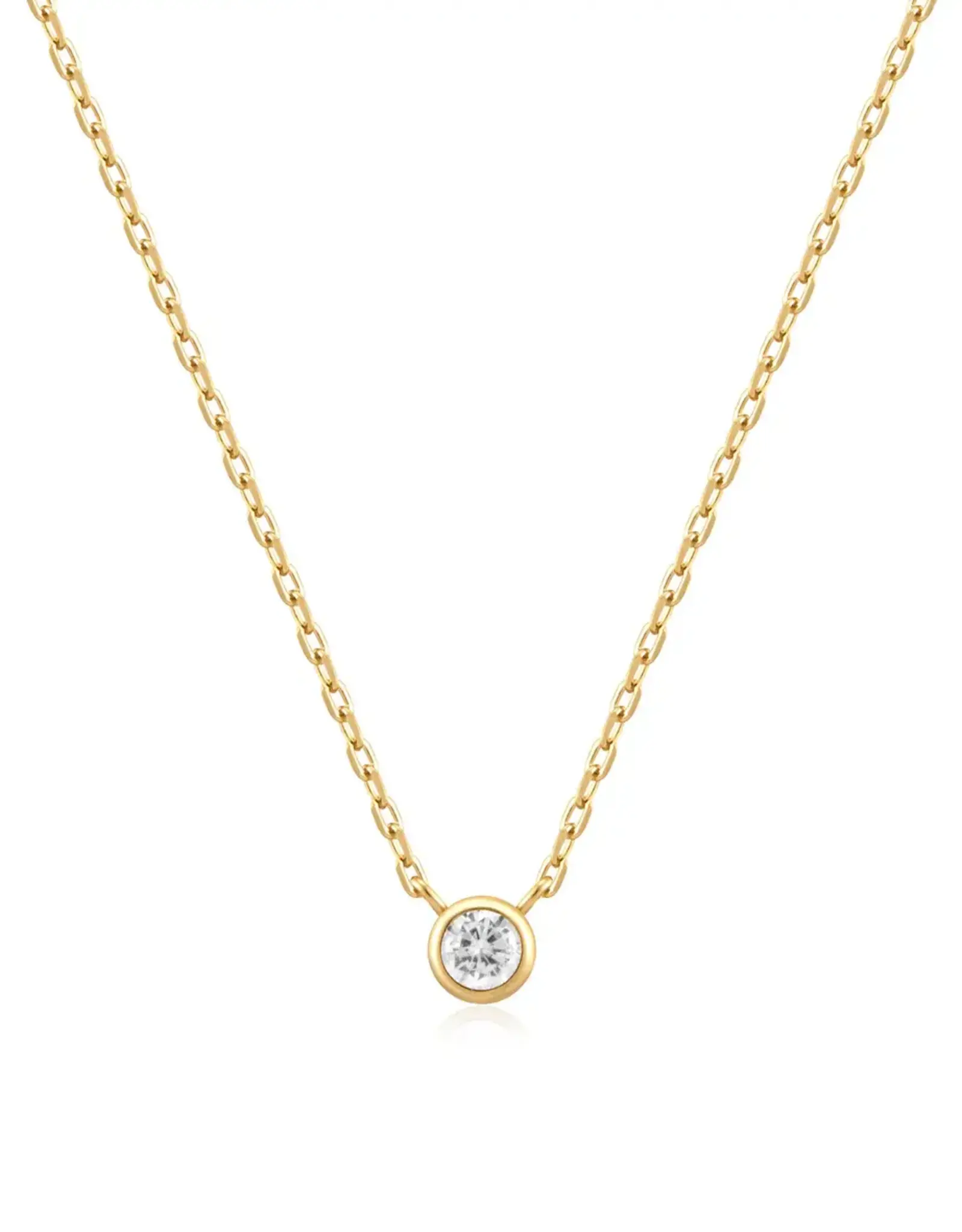 Ania Haie Ketting - sunshine chaser round solitaire cubic - goud