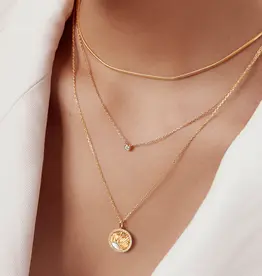Ania Haie Ketting - sunshine chaser round solitaire cubic - goud