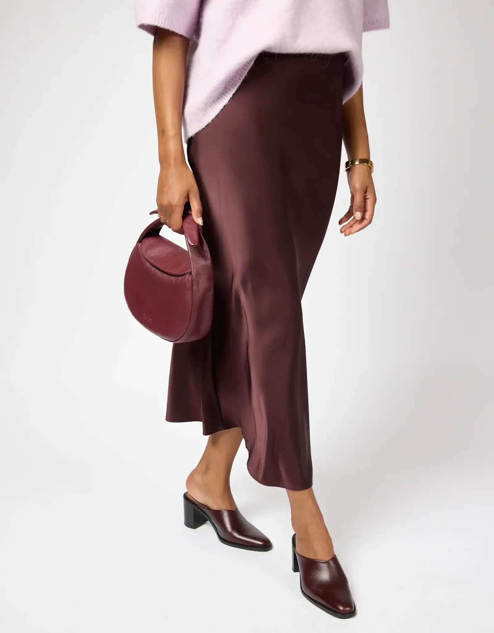 O My Bag Coco croissant bag - Dark cherry soft grain