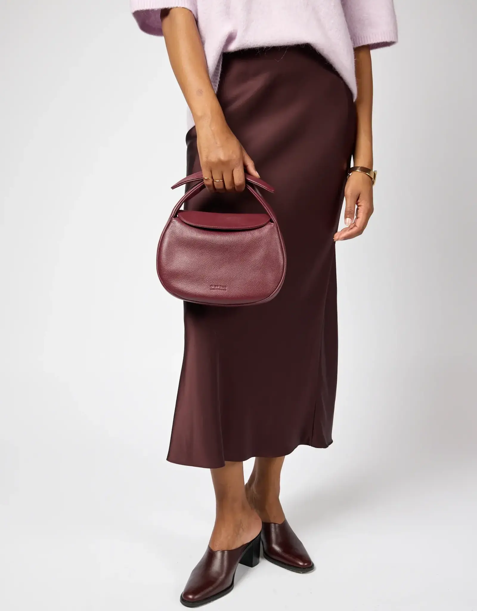 O My Bag Coco croissant bag - Dark cherry soft grain