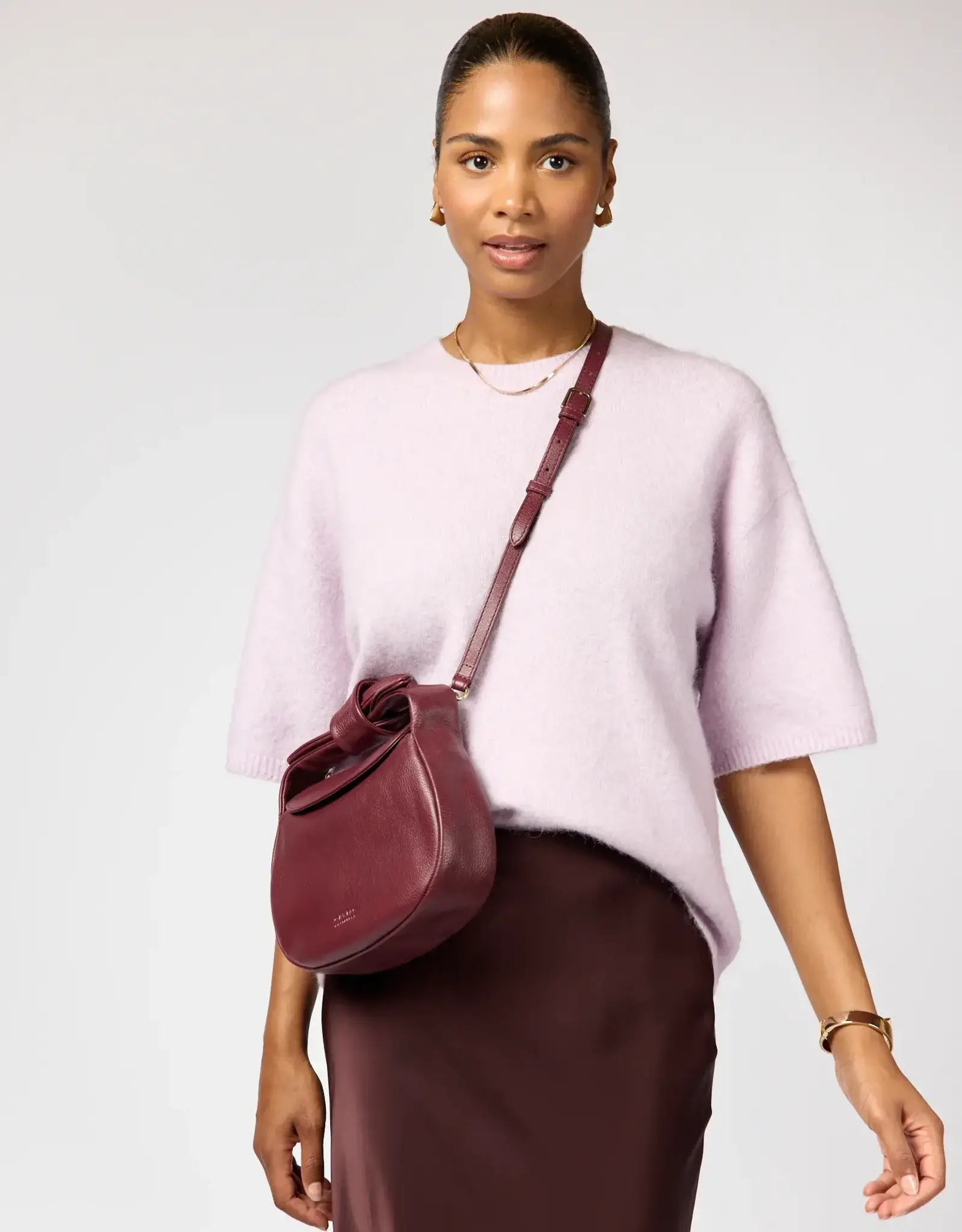 O My Bag Coco croissant bag - Dark cherry soft grain