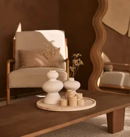 Mooisa Dienblad - Travertine rond met rand 45cm