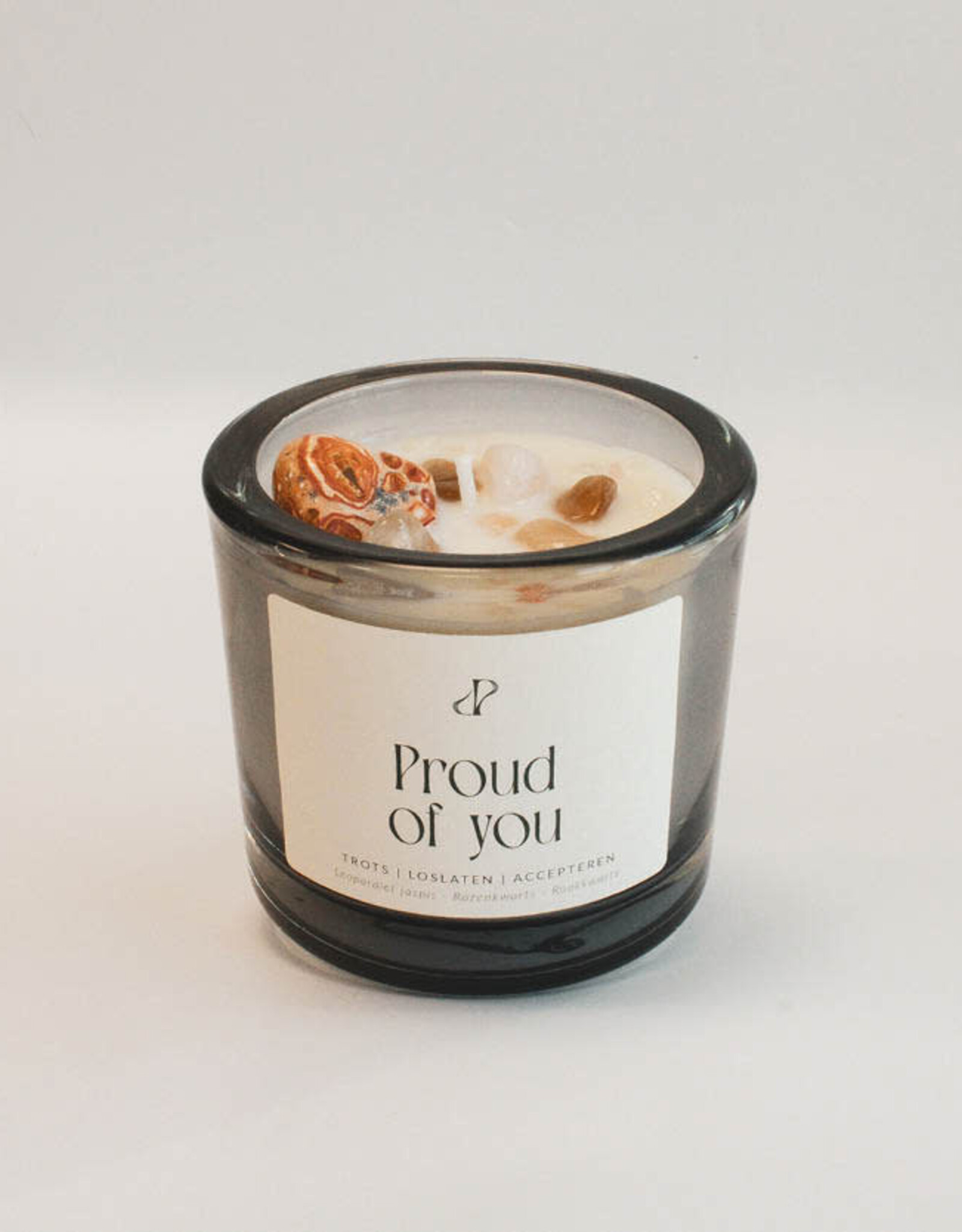 Pottie Pot Geurkaars met edelstenen - Proud of you
