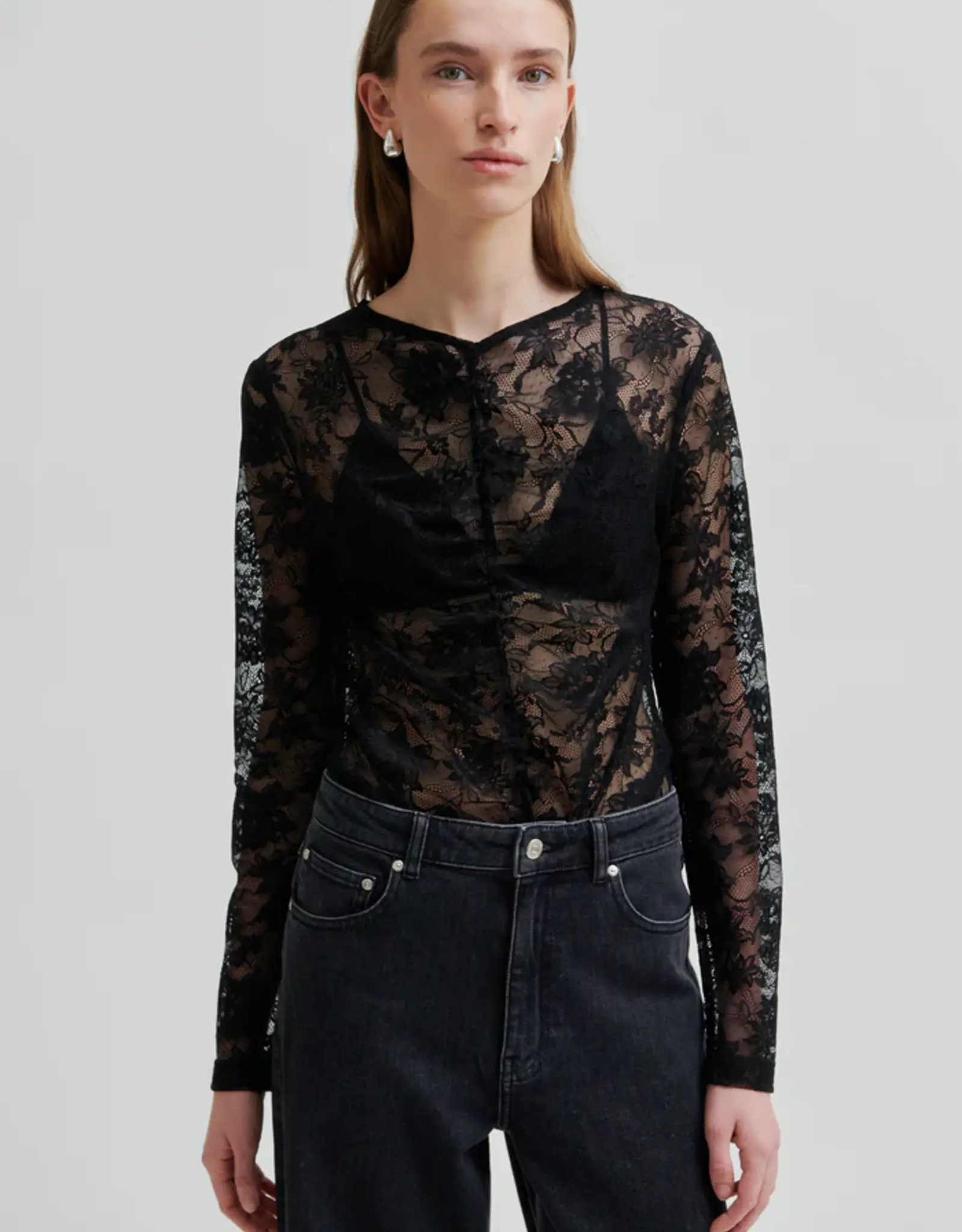 Second female Blouse - Social tee zwart