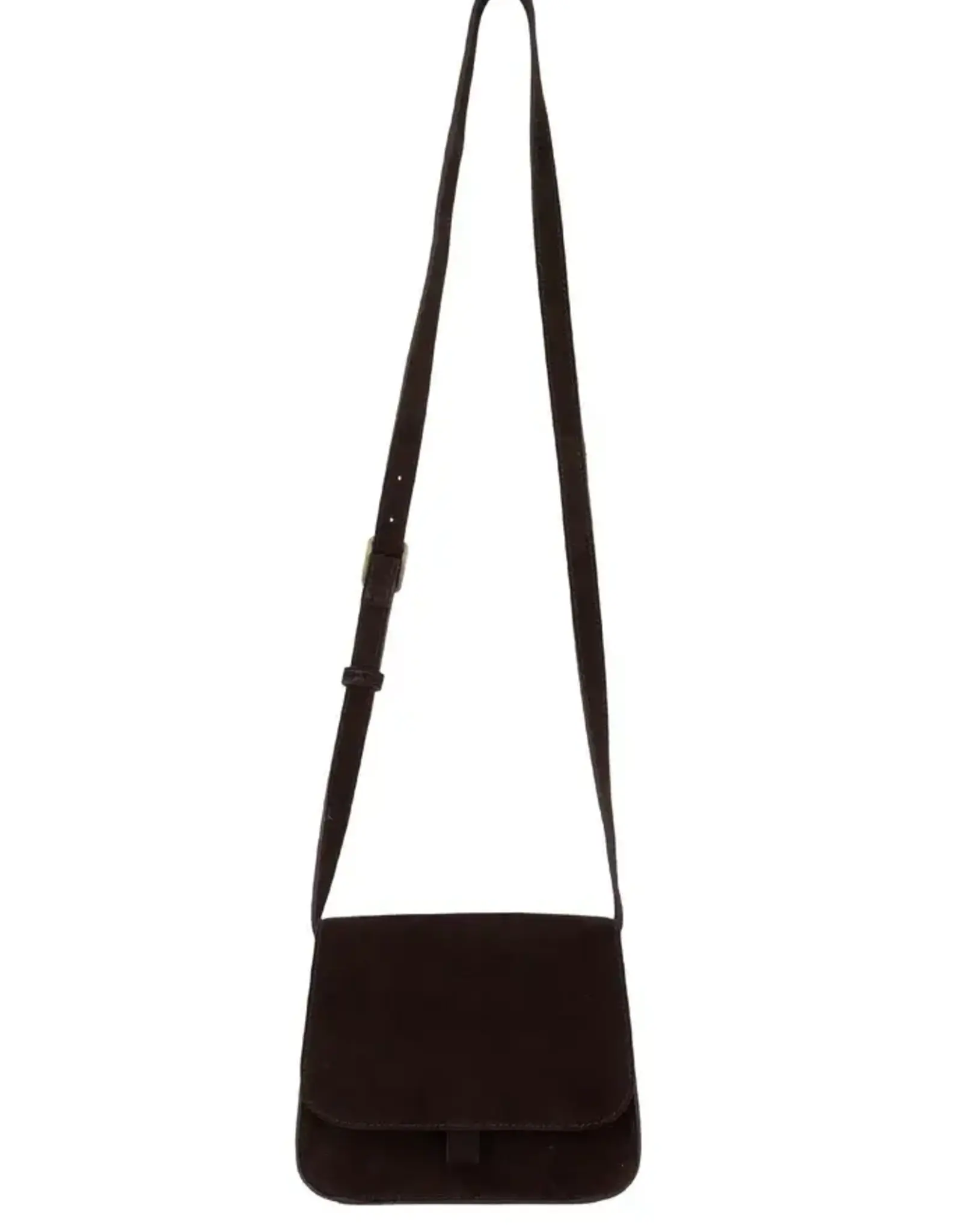 Zusss Schoudertasje  - Suede chocoladebruin