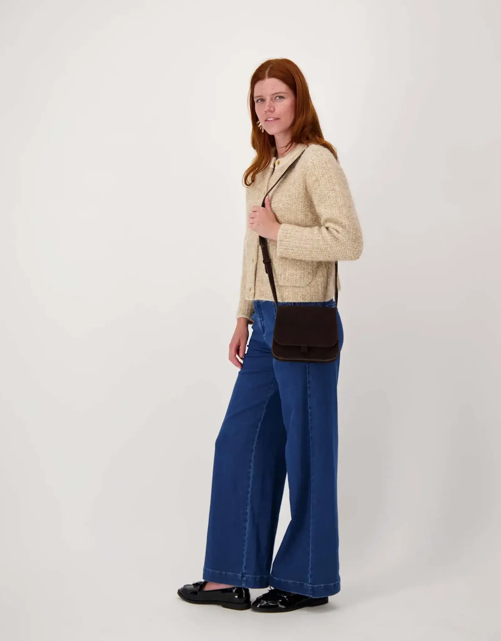 Zusss Schoudertasje  - Suede chocoladebruin