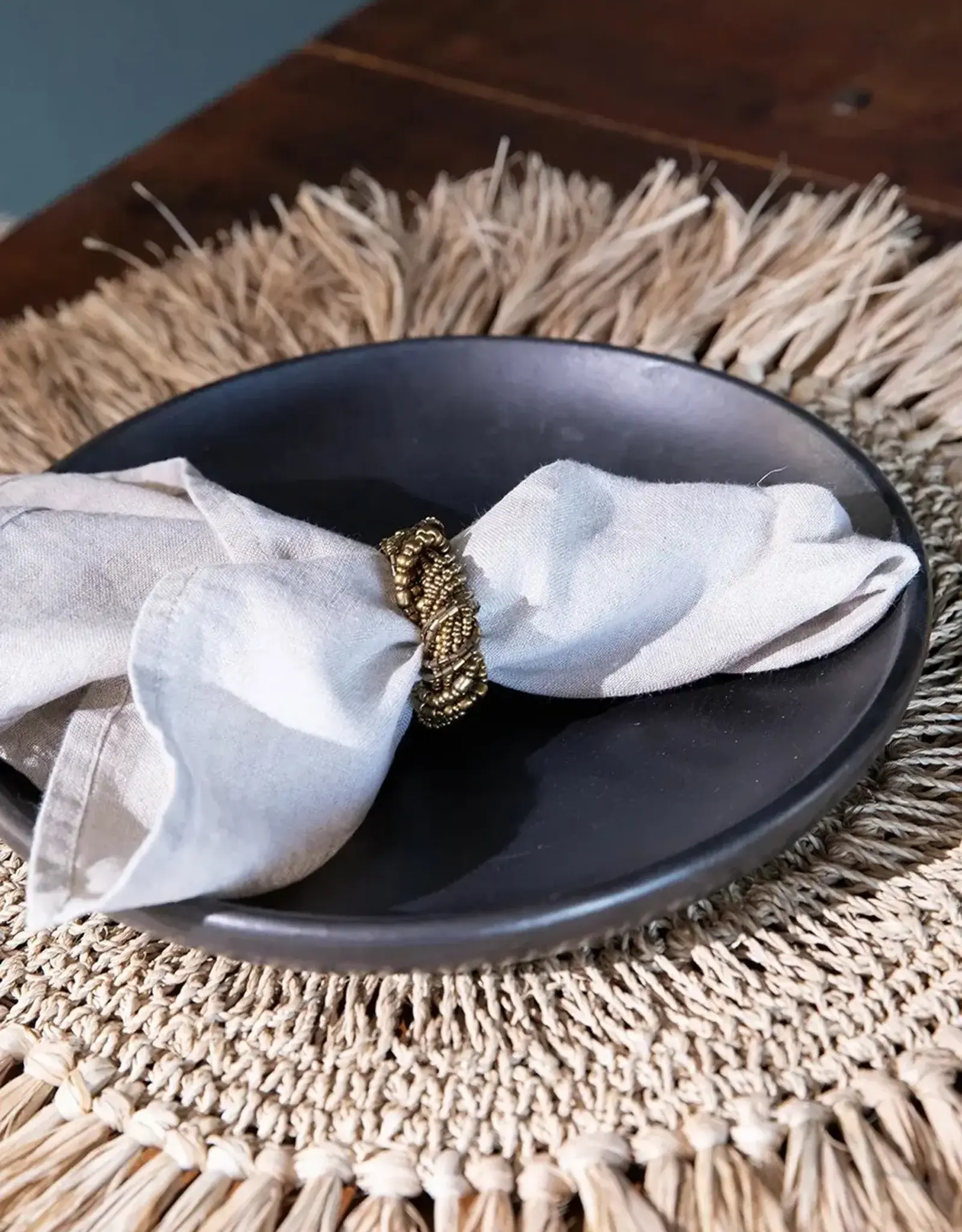 Bazar Bizar Beaded Napking ring gold (set of 4)