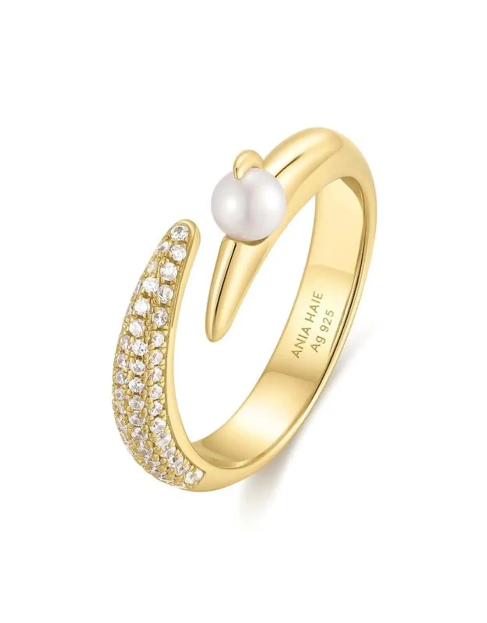 Ania Haie Ring - Adjust  sparkle crossover - goud