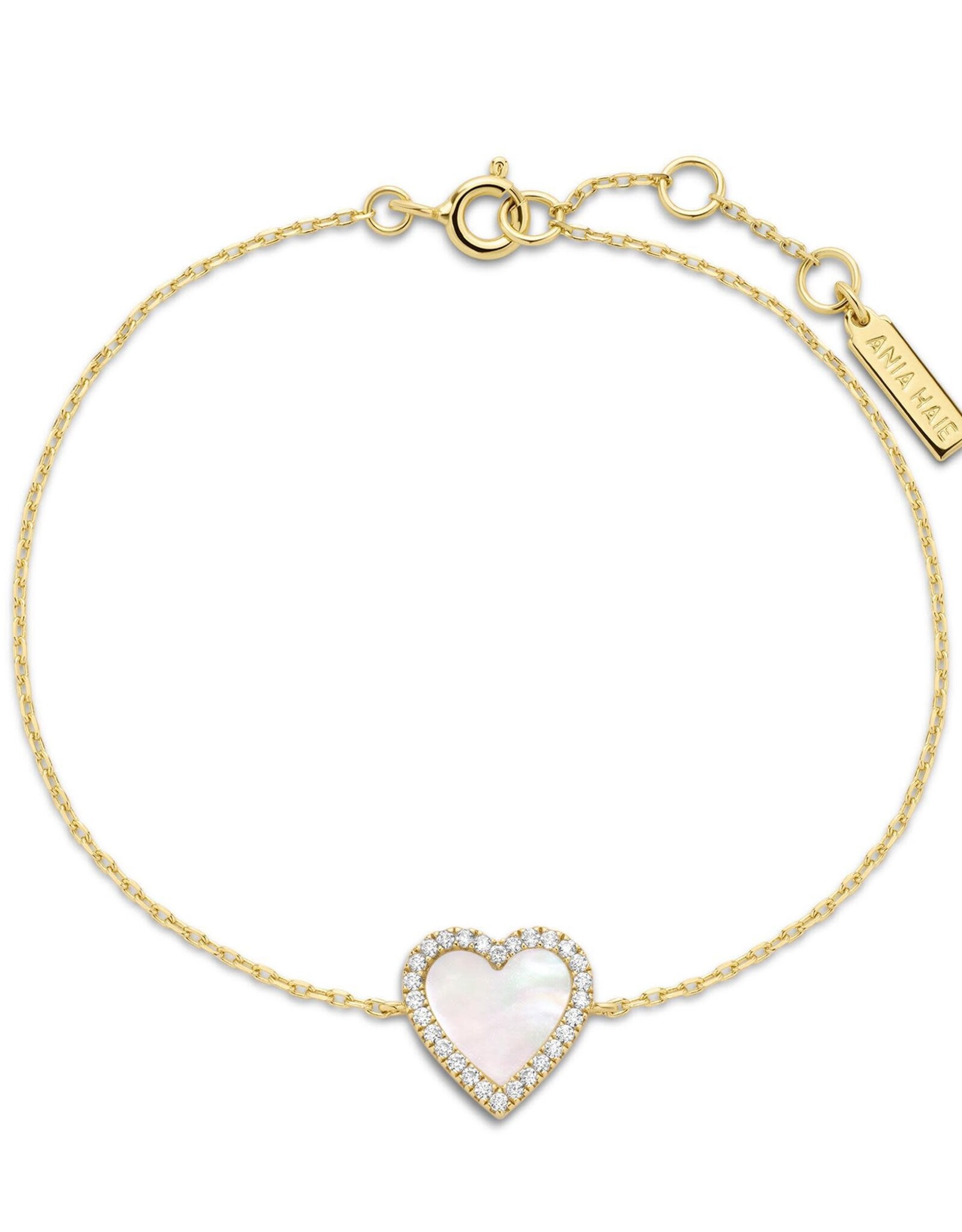 Ania Haie Armband - Mother pearl  halo heart - goud