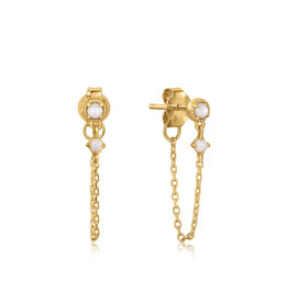 Ania Haie Oorbellen - mother of pearl & kyoto opal chain drop stud - goud