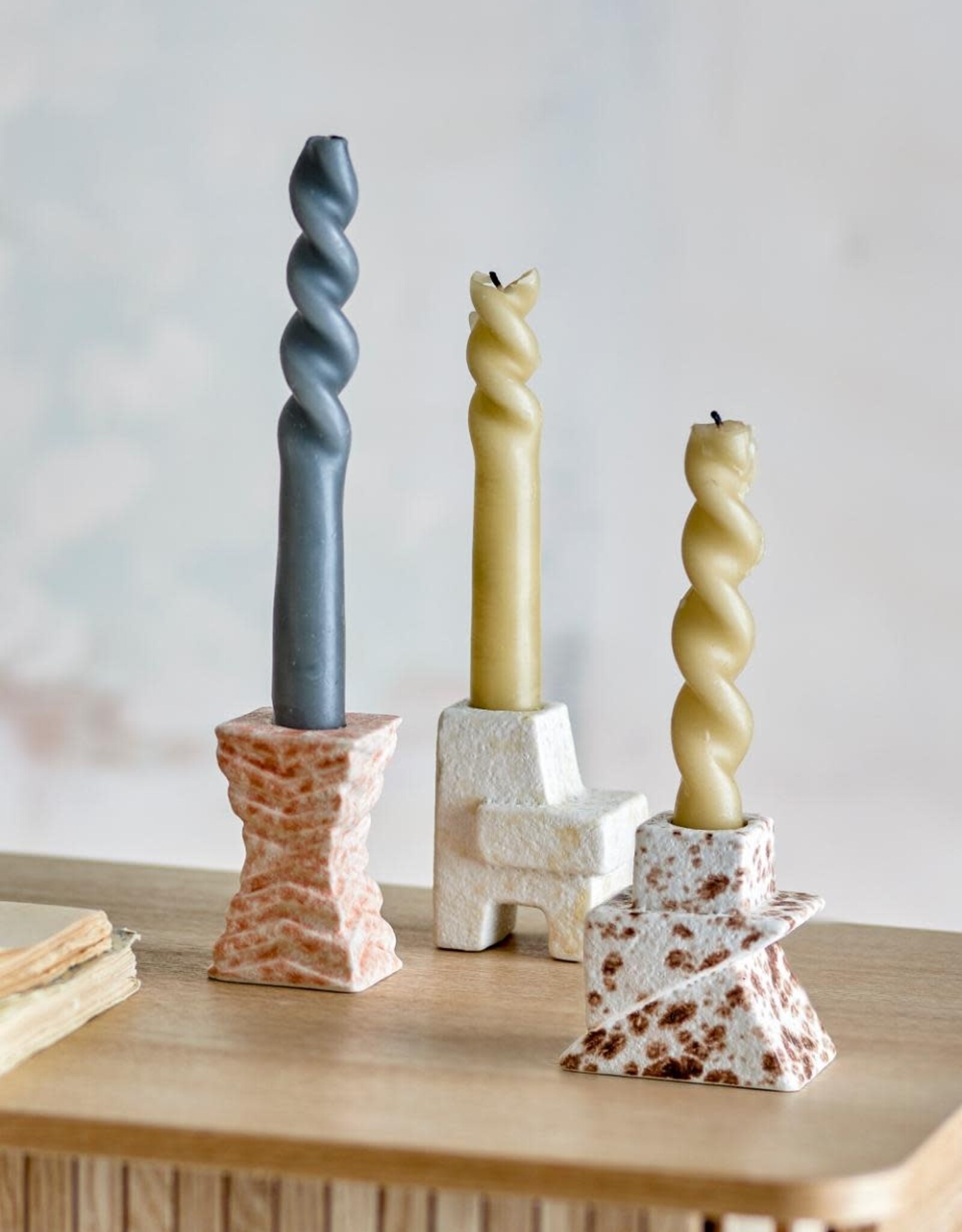 Bloomingville Blanchard kandelaar, natuur, steengoed