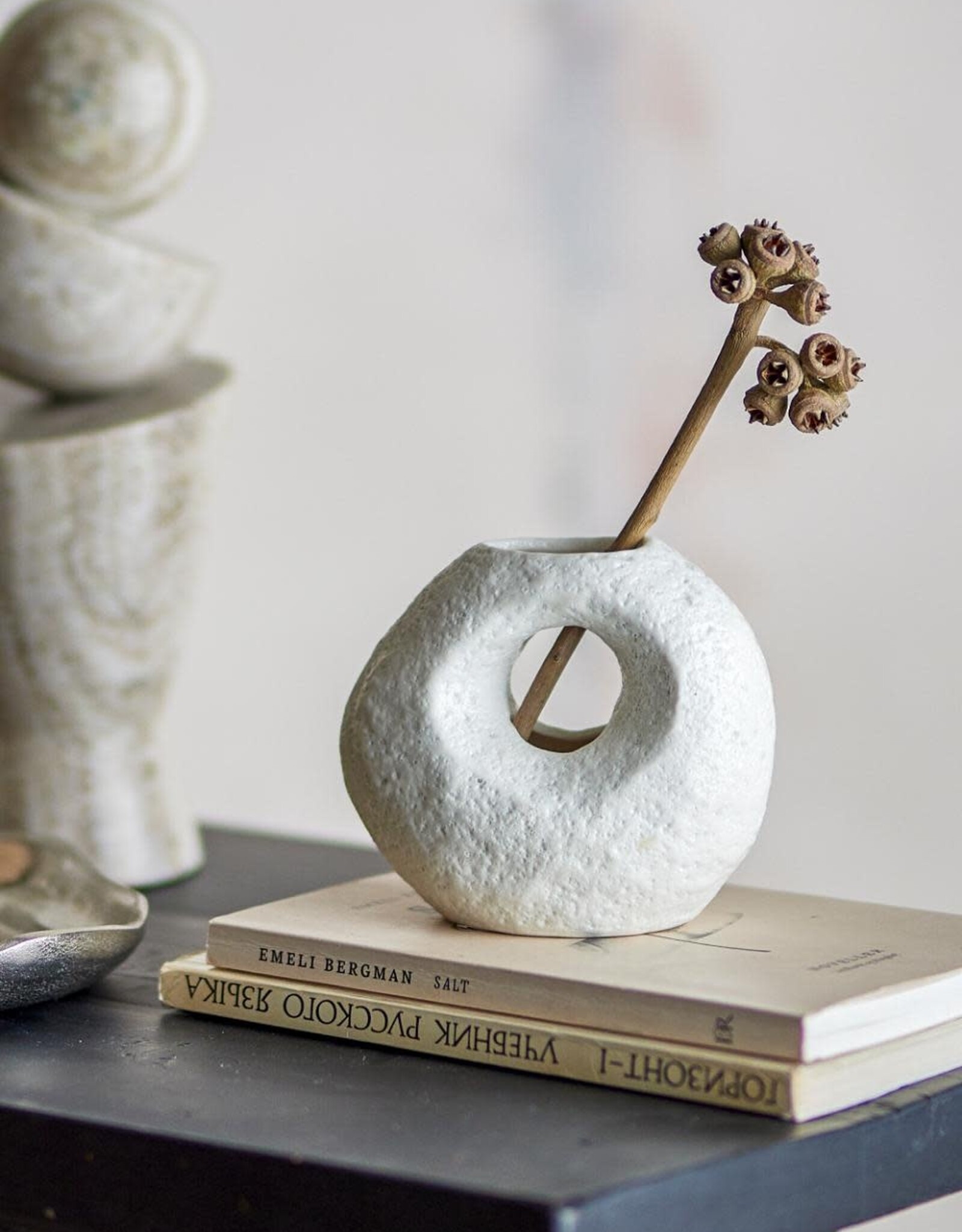 Bloomingville Caia vaas, wit, steengoed