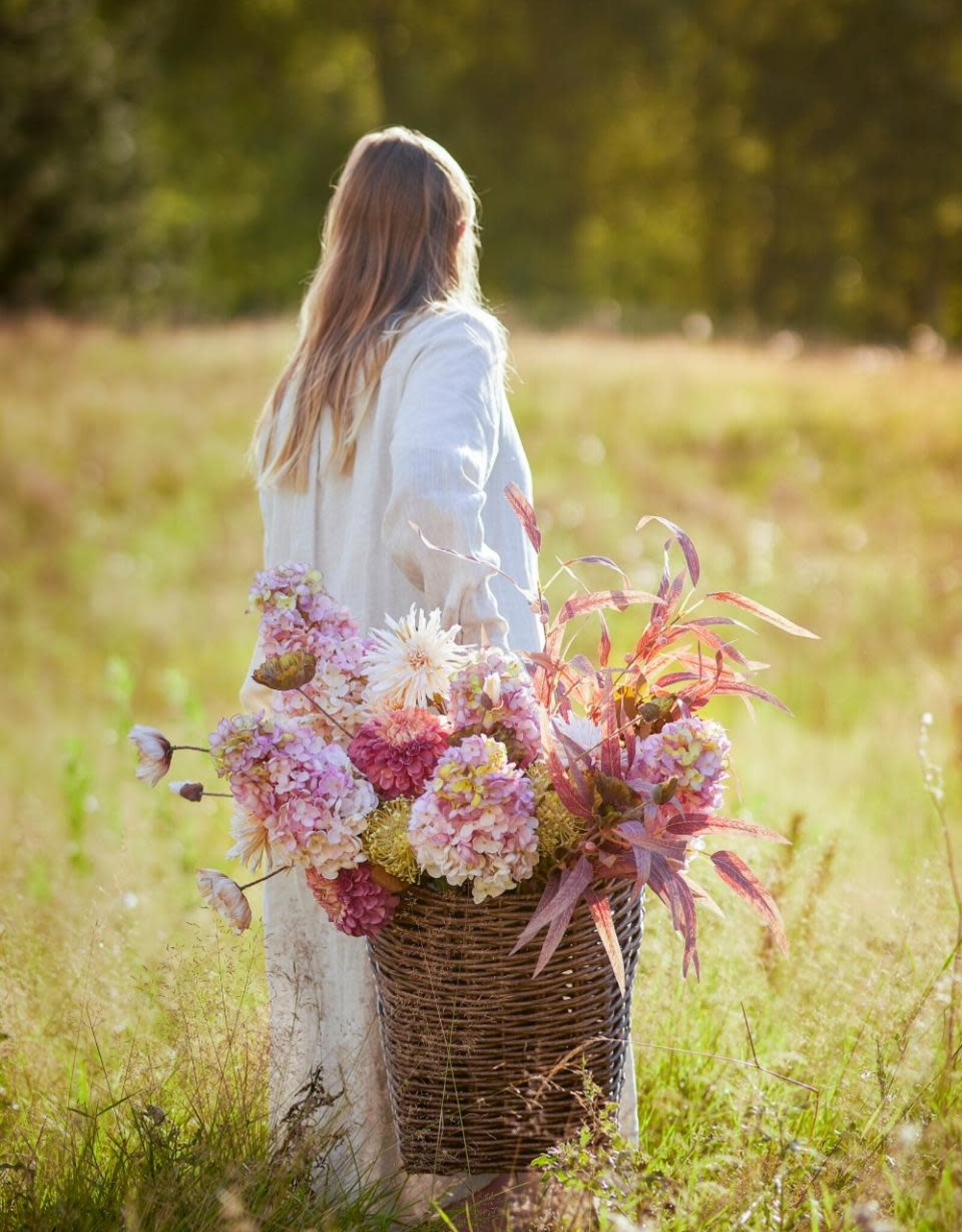 Bloomingville Kunstbloem - Hortensiastengel, roos