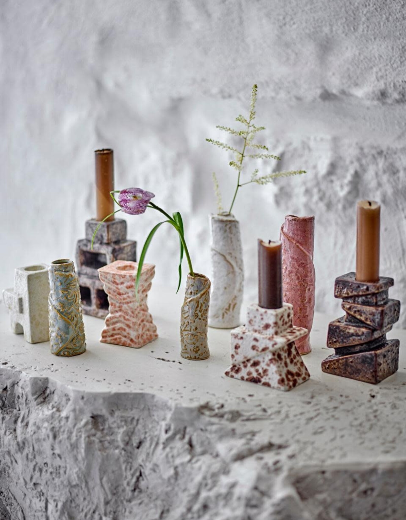 Bloomingville Vaas - Tempel bruin, aardewerk (set of 3)