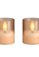 Moods&More LED - glass candle - hurricane - champagne 47x57