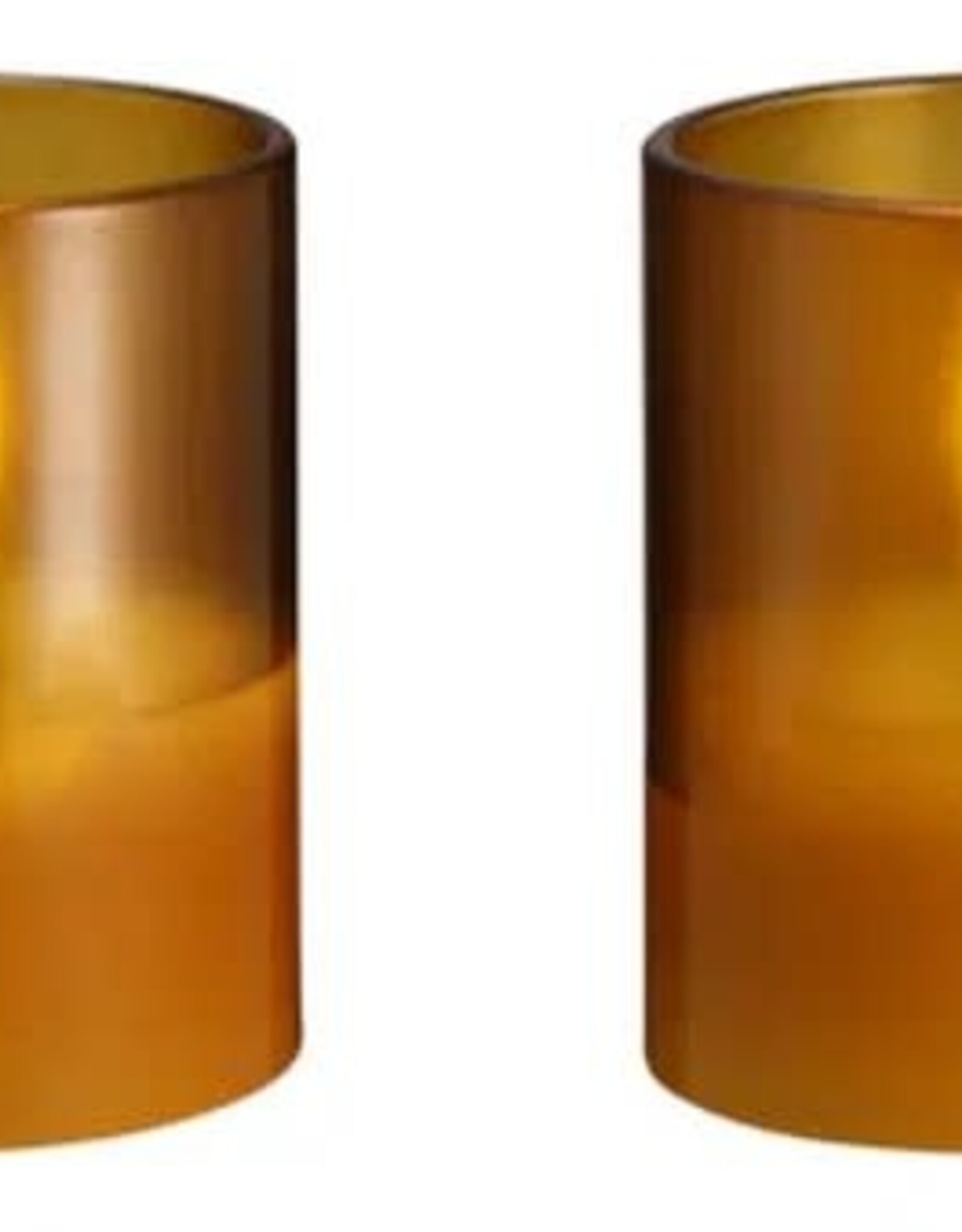Moods&More LED - glass candle - hurricane - honey mustard 45x57